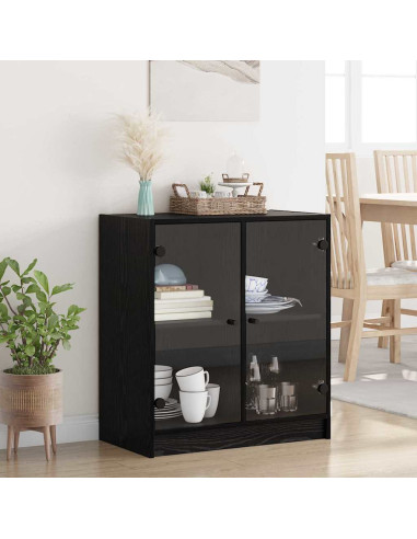 Mobile laterale Rovere Nero 68 x 37 x 75,5 cm Legno multistrato