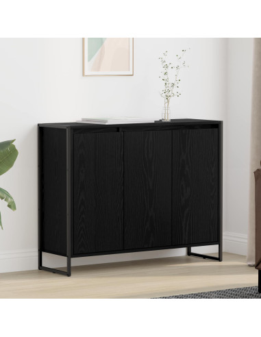 Mobile laterale Rovere Nero 96,5 x 30 x 75 cm Legno multistrato
