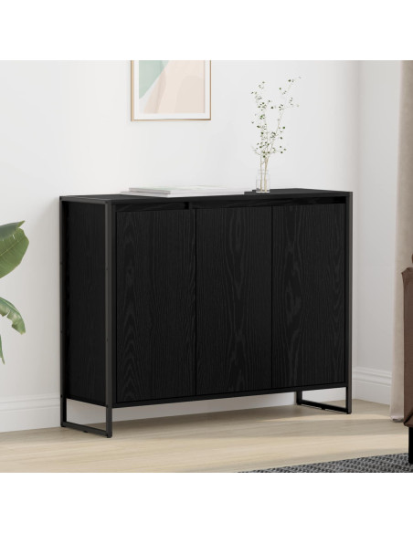 Mobile laterale Rovere Nero 96,5 x 30 x 75 cm Legno multistrato