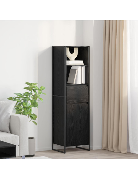 Armadio per Libri con cassetto Rovere Nero 43 x 36 x 150.5 cm