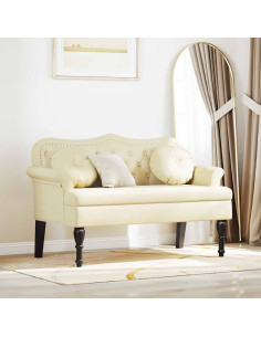 Panca Chesterfield Crema 120,5 x 65 x 75 cm Pelle Sintetica
