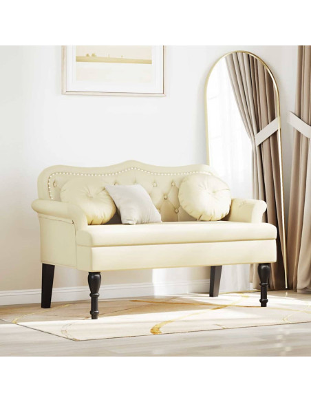Panca Chesterfield Crema 120,5 x 65 x 75 cm Pelle Sintetica