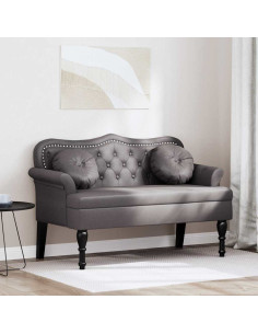 Panca Chesterfield Grigio 120,5 x 65 x 75 cm Pelle Sintetica