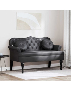 Panca Chesterfield Nero 120,5 x 65 x 75 cm Pelle Sintetica