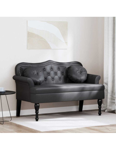 Panca Chesterfield Nero 120,5 x 65 x 75 cm Pelle Sintetica