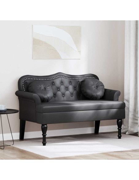 Panca Chesterfield Nero 120,5 x 65 x 75 cm Pelle Sintetica