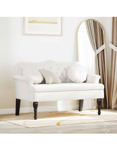 Panca Chesterfield Bianco 120,5 x 65 x 75 cm Pelle Sintetica