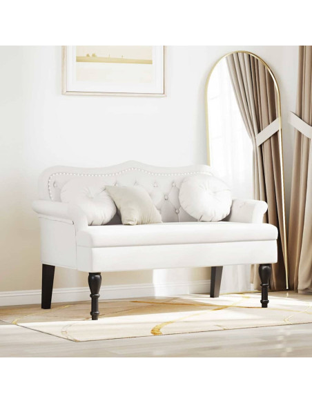 Panca Chesterfield Bianco 120,5 x 65 x 75 cm Pelle Sintetica