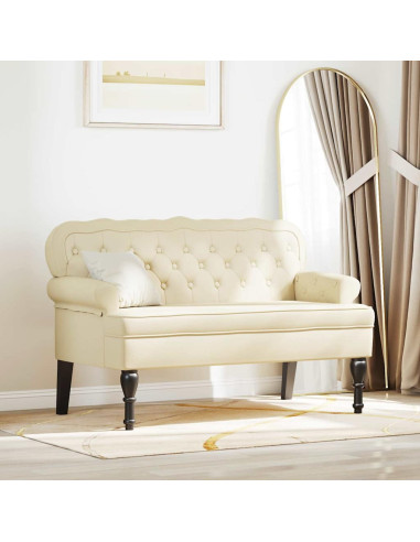 Panca Chesterfield Crema 119,5 x 64,5 x 75 cm Pelle Sintetica