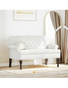 Panca Chesterfield Bianco 119,5 x 64,5 x 75 cm Pelle Sintetica