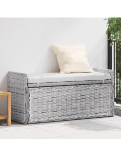 Panchina con contenitore Bianco Lavato 110 x 40 x 50 cm Rattan