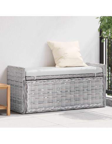 Panchina con contenitore Bianco Lavato 110 x 40 x 50 cm Rattan