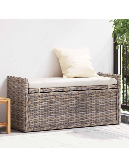 Panchina con contenitore Grigio 110 x 40 x 50 cm Rattan