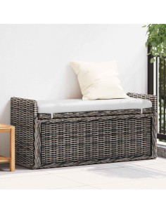 Panchina con contenitore Nero Lavato 110 x 40 x 50 cm Rattan