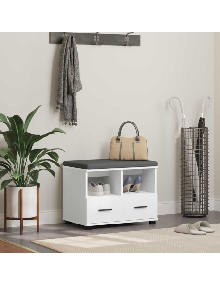 Panca per ingresso con cuscino Bianco 60 x 38 x 46 cm