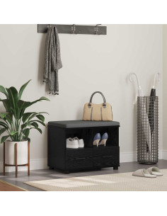 Panca per ingresso con cuscino Rovere Nero 60 x 38 x 46 cm