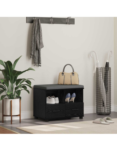 Panca per ingresso con cuscino Rovere Nero 60 x 38 x 46 cm