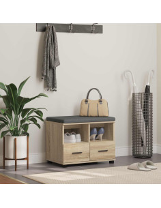 Panca per ingresso con cuscino Rovere Sonoma 60 x 38 x 46 cm