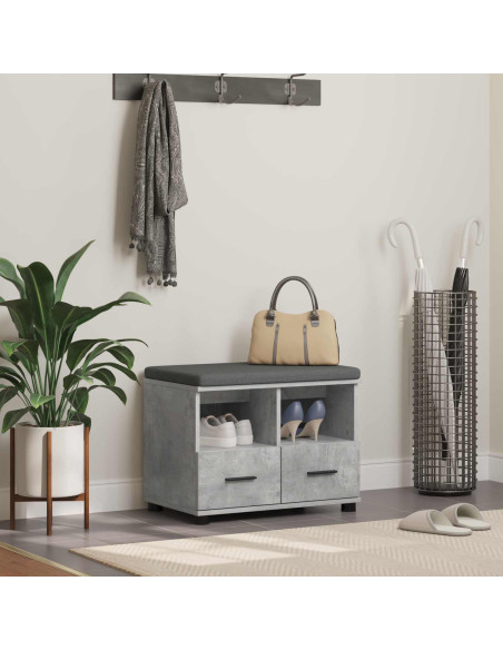 Panca per ingresso con cuscino Grigio cemento 60 x 38 x 46 cm