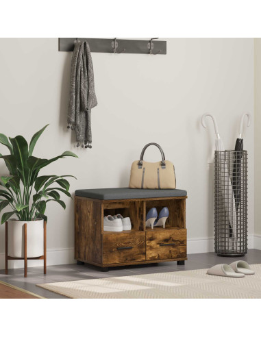 Panca per ingresso con cuscino Rovere fumé 60 x 38 x 46 cm