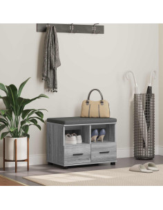 Panca per ingresso con cuscino Grigio Sonoma 60 x 38 x 46 cm