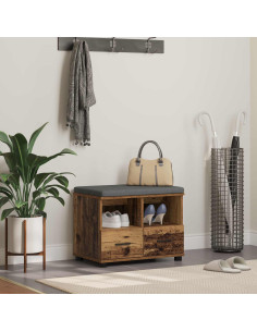 Panca per ingresso con cuscino Legno vecchio 60 x 38 x 46 cm