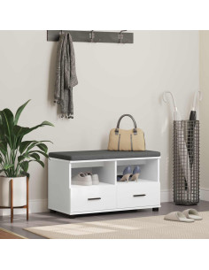 Panca per ingresso con cuscino Bianco 80 x 38 x 46 cm
