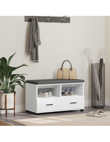 Panca per ingresso con cuscino Bianco 80 x 38 x 46 cm