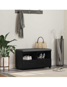 Panca per ingresso con cuscino Rovere Nero 80 x 38 x 46 cm