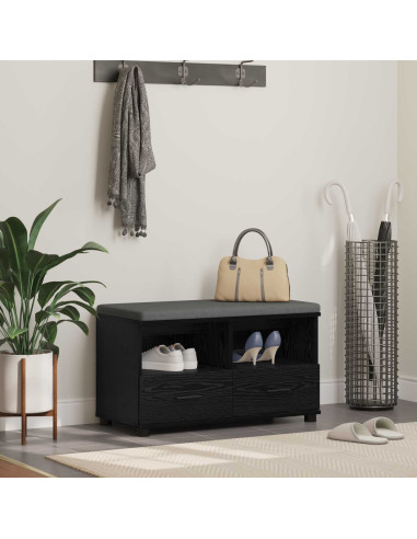 Panca per ingresso con cuscino Rovere Nero 80 x 38 x 46 cm