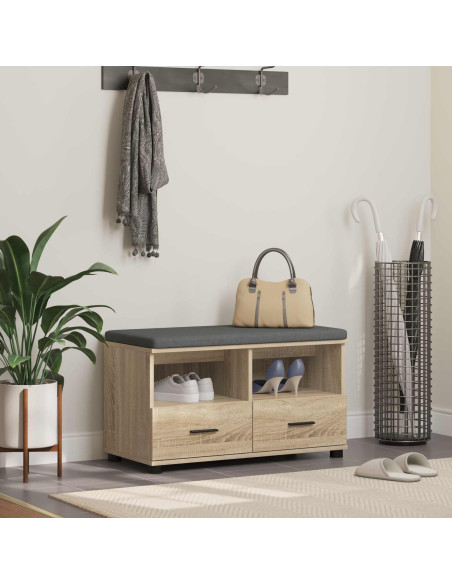 Panca per ingresso con cuscino Rovere Sonoma 80 x 38 x 46 cm