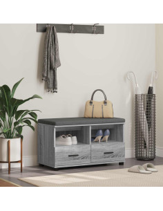 Panca per ingresso con cuscino Grigio Sonoma 80 x 38 x 46 cm