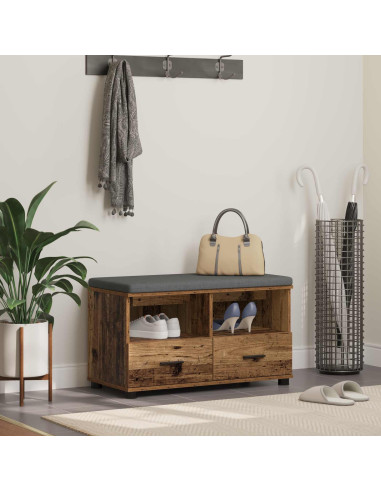Panca per ingresso con cuscino Legno vecchio 80 x 38 x 46 cm