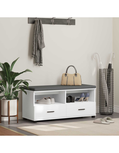 Panca per ingresso con cuscino Bianco 100 x 38 x 46 cm