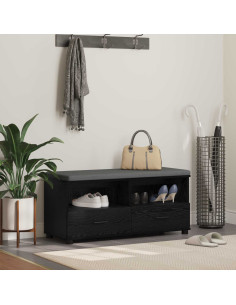 Panca per ingresso con cuscino Rovere Nero 100 x 38 x 46 cm