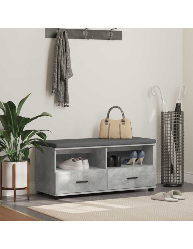 Panca per ingresso con cuscino Grigio cemento 100 x 38 x 46 cm