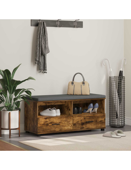 Panca per ingresso con cuscino Rovere fumé 100 x 38 x 46 cm