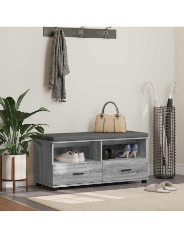 Panca per ingresso con cuscino Grigio Sonoma 100 x 38 x 46 cm
