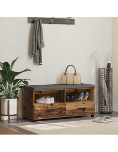 Panca per ingresso con cuscino Legno vecchio 100 x 38 x 46 cm