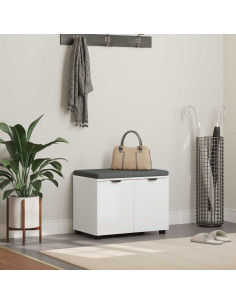 Panca per ingresso con cuscino con porta Bianco 60 x 38 x 46 cm