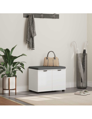 Panca per ingresso con cuscino con porta Bianco 60 x 38 x 46 cm