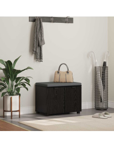 Panca per ingresso con cuscino Rovere Nero 60 x 38 x 46 cm