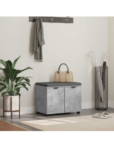 Panca per ingresso con cuscino Grigio cemento 60 x 38 x 46 cm
