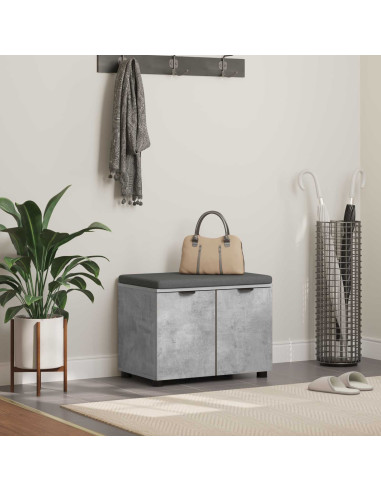 Panca per ingresso con cuscino Grigio cemento 60 x 38 x 46 cm