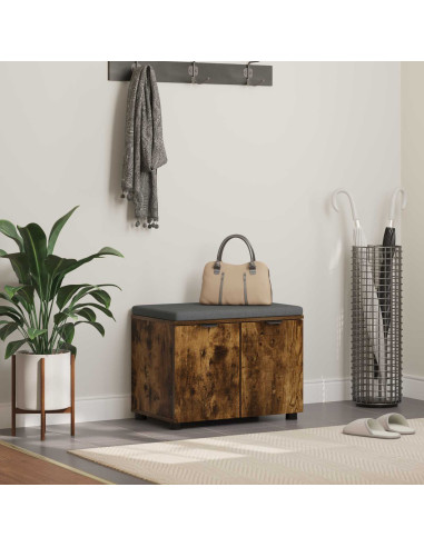 Panca per ingresso con cuscino Rovere fumé 60 x 38 x 46 cm