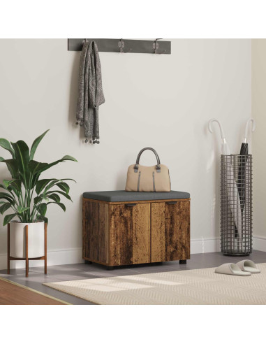Panca per ingresso con cuscino Legno vecchio 60 x 38 x 46 cm