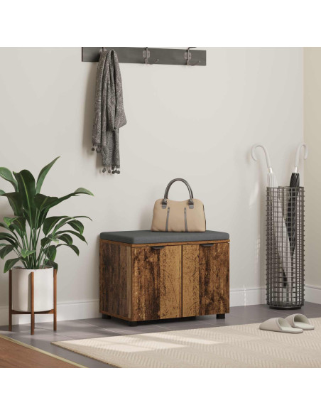 Panca per ingresso con cuscino Legno vecchio 60 x 38 x 46 cm