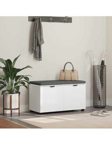 Panca per ingresso con cuscino con porta Bianco 80 x 46 x 46 cm
