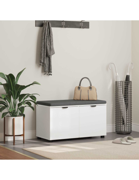 Panca per ingresso con cuscino con porta Bianco 80 x 46 x 46 cm