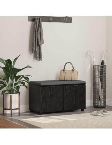 Panca per ingresso con cuscino Rovere Nero 80 x 46 x 46 cm
